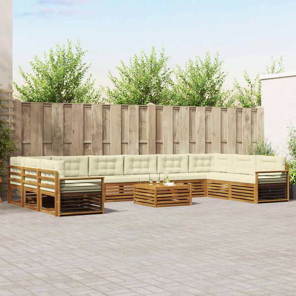 vidaXL Ensembles de canap&eacute;s avec coussin 11 pcs Naturel et Cr&egrave;me