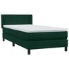 vidaXL Sommier &agrave; lattes de lit et matelas vert fonc&eacute; 80x220 cm velours