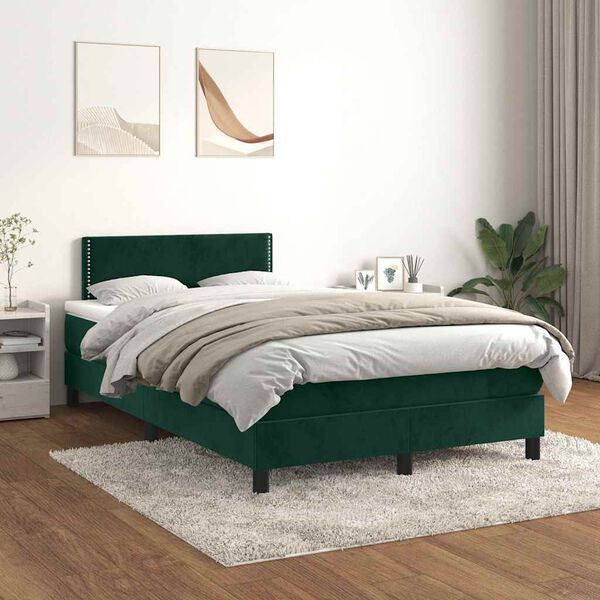 vidaXL Sommier &agrave; lattes de lit et matelas Vert fonc&eacute; 120x200cm Velours