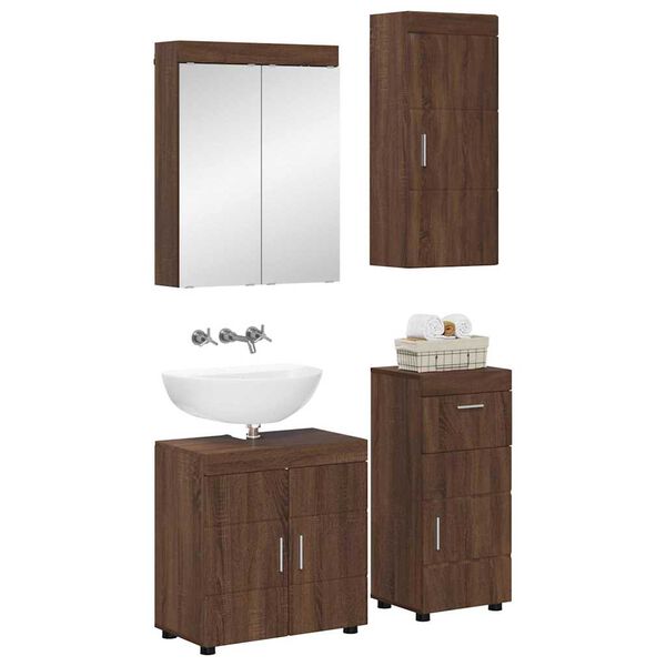 vidaXL Ensemble de mobilier de salle de bain TULUM Ch&ecirc;ne brun