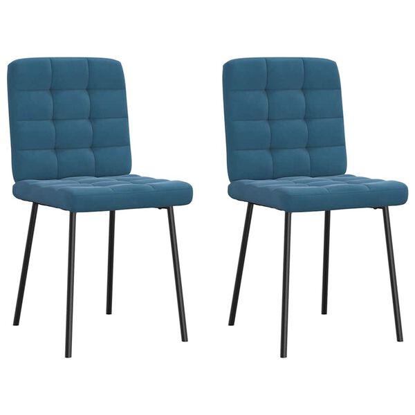vidaXL Chaises &agrave; manger lot de 2 Bleu Velours