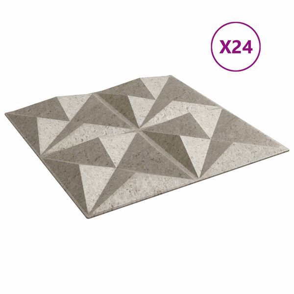 vidaXL Panneaux muraux 24 pcs B&eacute;ton Origami 50 x 50 cm Mousse XPS