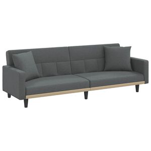 vidaXL Canap&eacute;-lit avec coussins gris fonc&eacute; tissu