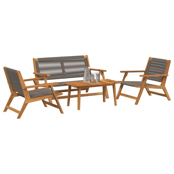 vidaXL Chaises de jardin avec table 4 pcs Gris Bois d'acacia massif