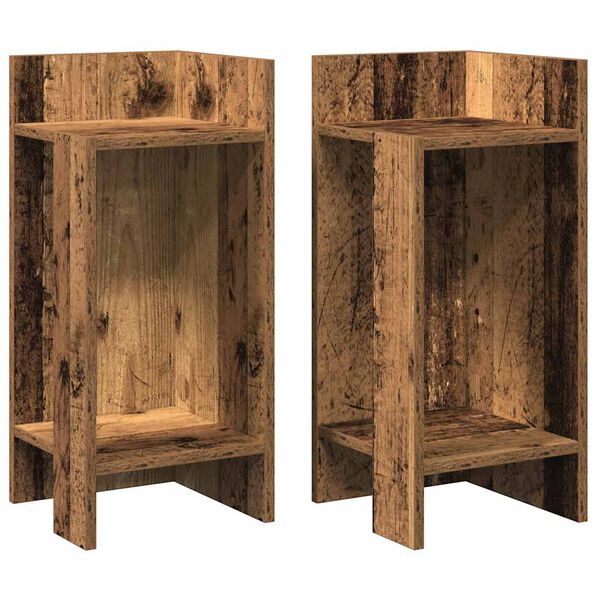 vidaXL Tables d'appoint 2 pcs avec étagère vieux bois 25,5x27x60 cm