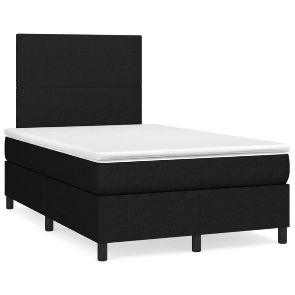 vidaXL Sommier &agrave; lattes de lit avec matelas noir 120x190 cm tissu