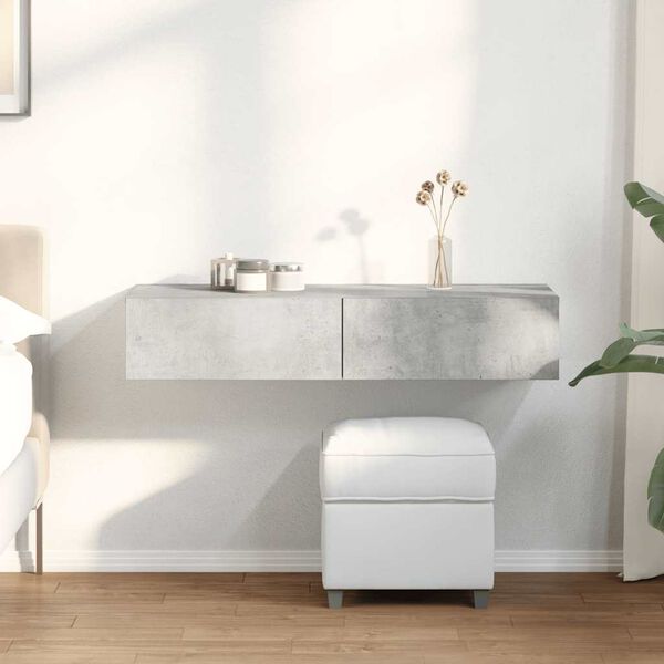 vidaXL &Eacute;tag&egrave;re murale avec tiroirs gris b&eacute;ton bois d'ing&eacute;nierie