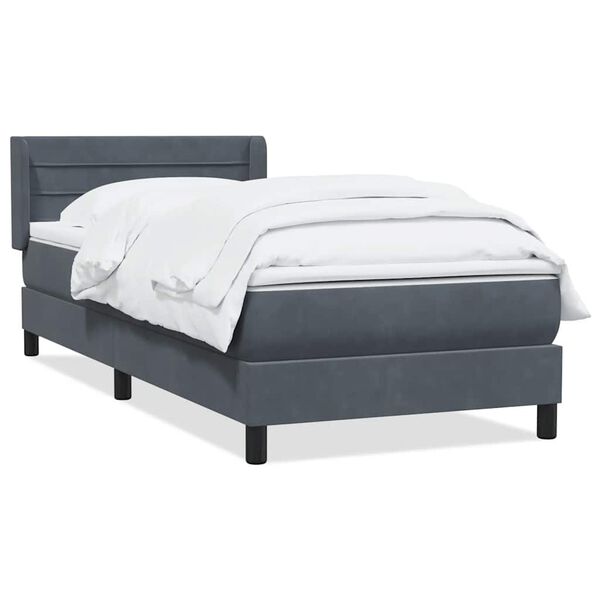 vidaXL Sommier &agrave; lattes de lit et matelas gris fonc&eacute; 80x220 cm velours