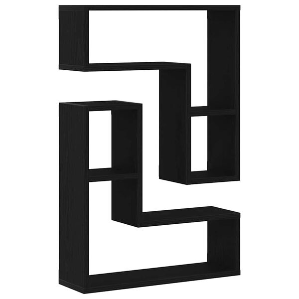 vidaXL &Eacute;tag&egrave;re Murale avec &eacute;tag&egrave;re 2 pcs Ch&ecirc;ne noir 50 x 15 x 85 cm