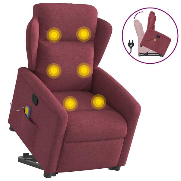 vidaXL Fauteuil inclinable de massage Rouge bordeaux Tissu