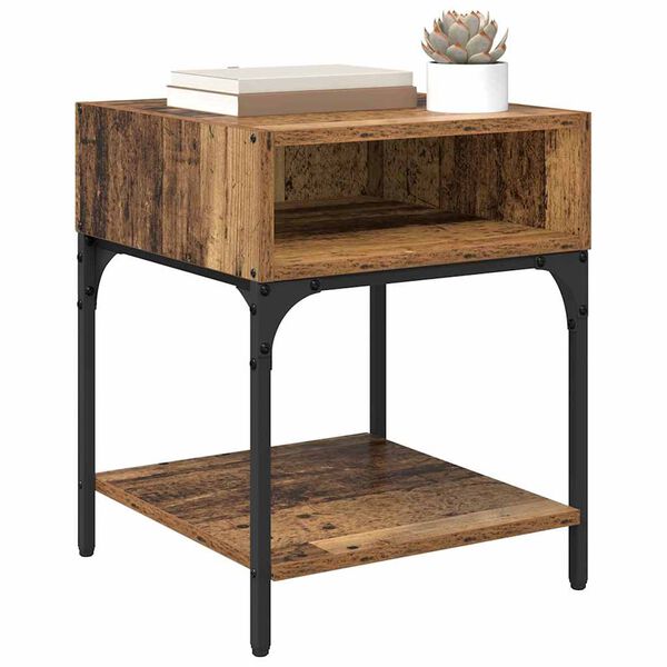 vidaXL Table de chevet Bois ancien 40 x 40 x 50 cm Bois d'ing&eacute;nierie