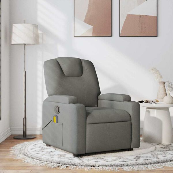 vidaXL Fauteuil de massage inclinable Gris foncé Tissu