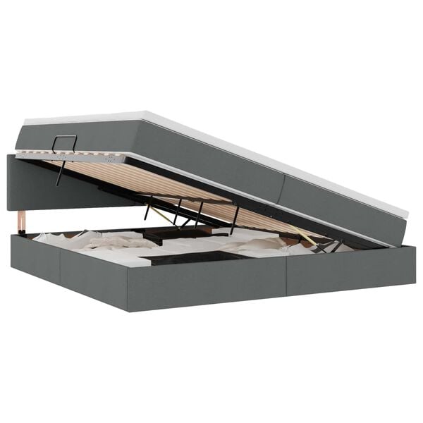 vidaXL Lit avec rangement et matelas Gris fonc&eacute; 200 x 200 cm