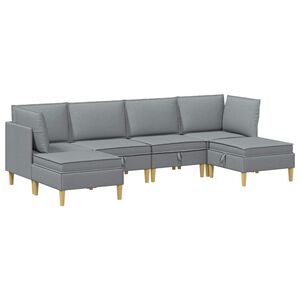 vidaXL Canap&eacute; modulaire avec rangement 6 pc Gris clair Tissu