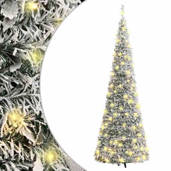 vidaXL Sapin de No&euml;l artificiel escamotable neige floqu&eacute;e 50 LED 120cm