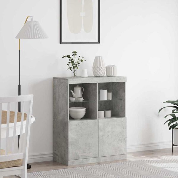 vidaXL Buffet gris b&eacute;ton 81x37x100 cm bois d'ing&eacute;nierie