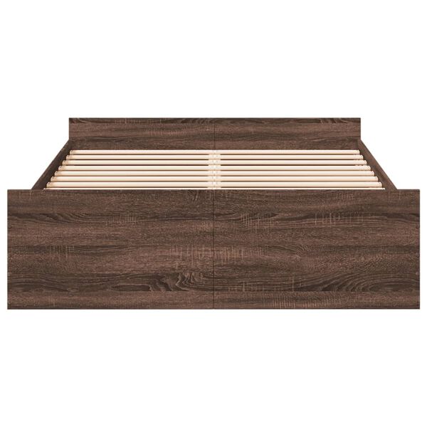 vidaXL Cadre de lit avec tiroirs sans matelas ch&ecirc;ne marron 120x200 cm