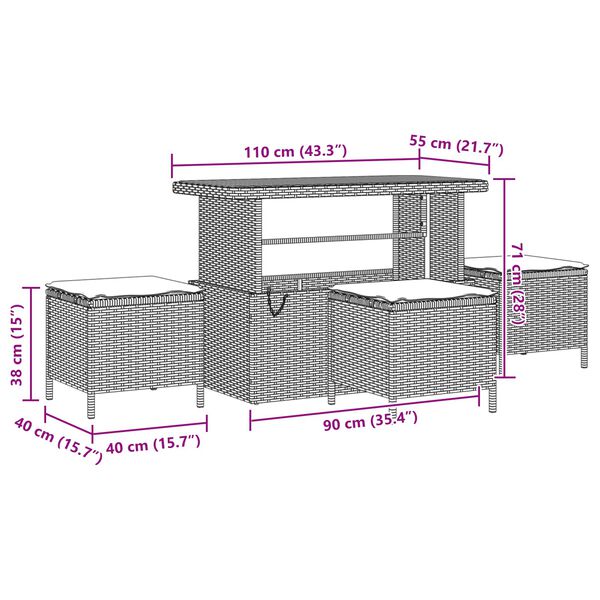 vidaXL Ensemble de canap&eacute; de jardin avec coussin 14 pcs Noir