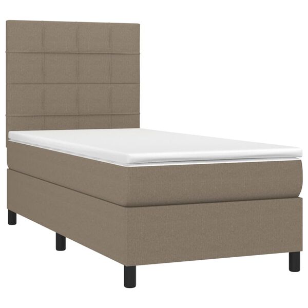 vidaXL Sommier &agrave; lattes de lit et matelas et LED Taupe 90x190 cm Tissu