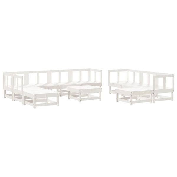 vidaXL Salon de jardin 11 pcs Blanc Bois de pin massif