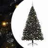 vidaXL Sapin de No&euml;l artificiel pr&eacute;-&eacute;clair&eacute; Noir 240 cm PVC