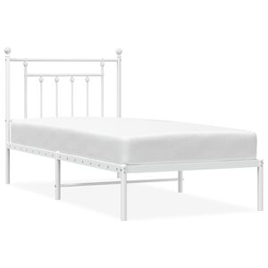 vidaXL Cadre de lit m&eacute;tal sans matelas avec t&ecirc;te de lit blanc 80x200cm