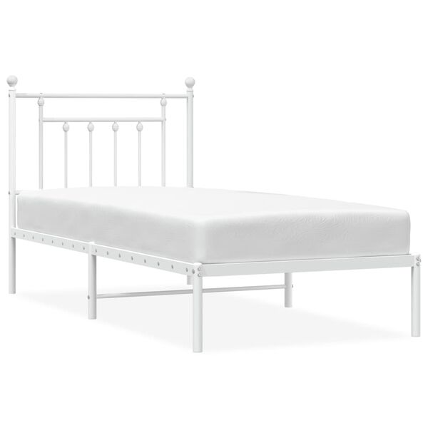 vidaXL Cadre de lit métal sans matelas avec tête de lit blanc 80x200cm