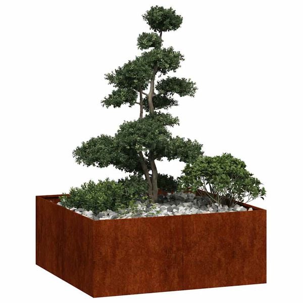 vidaXL Jardini&egrave;re rouill&eacute; 100x100x40 cm acier inoxydable