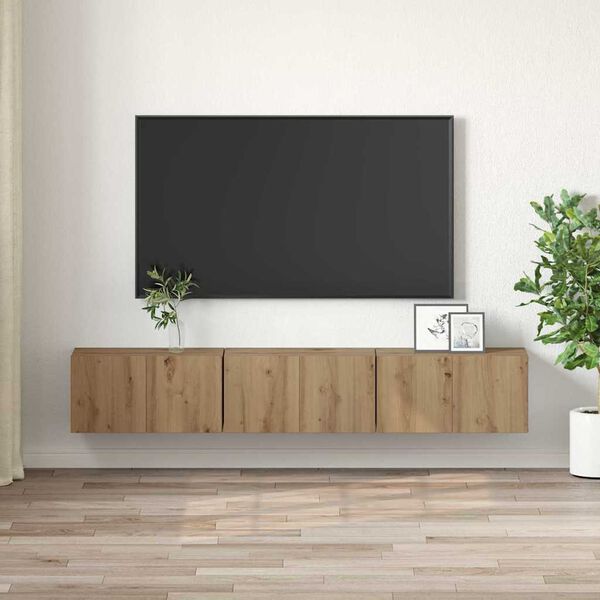 vidaXL Ensemble meuble TV Montage mural 3 pcs Marron 60 x 30 x 30 cm