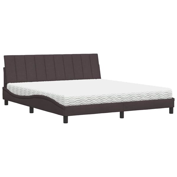 vidaXL Lit avec matelas Hanko marron fonc&eacute; 180x200 cm tissu