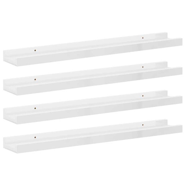 vidaXL &Eacute;tag&egrave;res murales 4 pcs Blanc brillant 60x9x3 cm