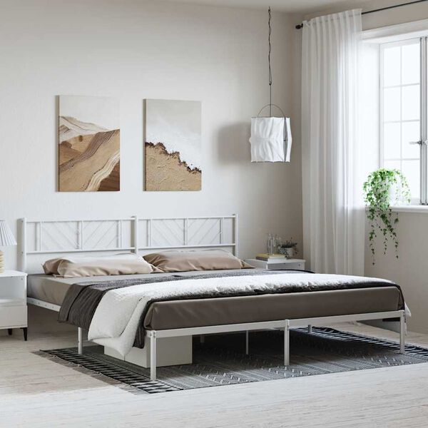vidaXL Cadre de lit métal sans matelas et tête de lit blanc 193x203 cm
