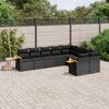 vidaXL Salon de jardin 9 pcs avec coussins noir résine tressée