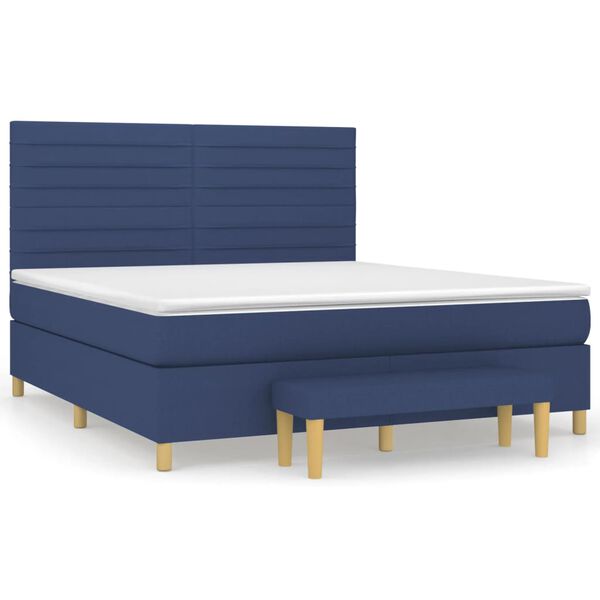 vidaXL Sommier &agrave; lattes de lit avec matelas Bleu 160x200 cm Tissu