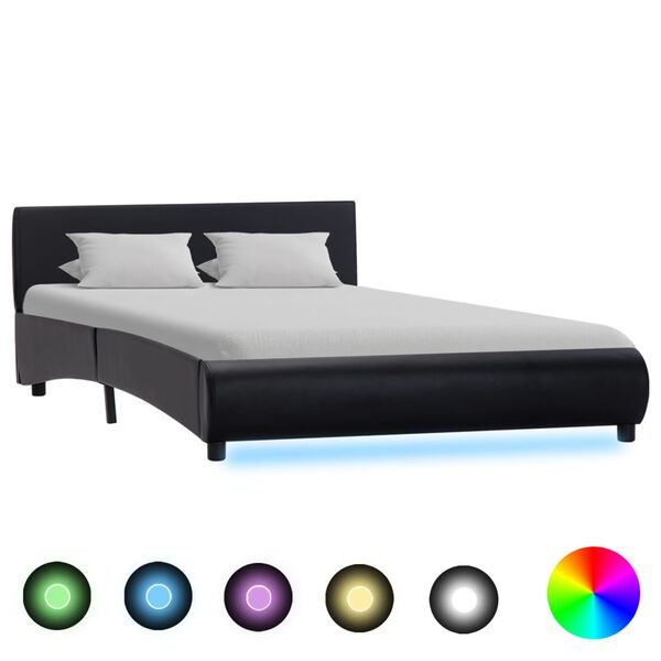 vidaXL Cadre de lit avec LED sans matelas noir 140x200 cm