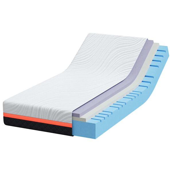 vidaXL Matelas Blanc et Gris 90 x 200 cm Tissu jacquard