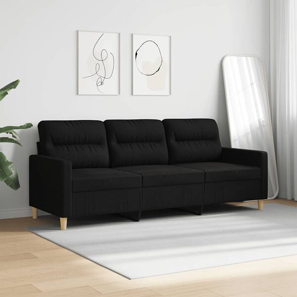 vidaXL Canap&eacute; &agrave; 3 places Noir 180 cm Tissu