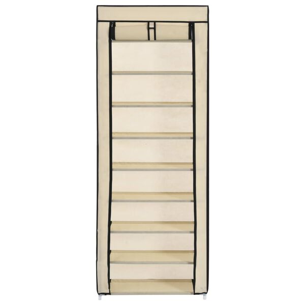 vidaXL Armoire &agrave; chaussures avec housse Cr&egrave;me 57x29x162 cm Tissu