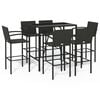 vidaXL Ensemble de bar de jardin 7 pcs noir r&eacute;sine tress&eacute;e