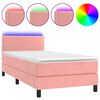 vidaXL Sommier &agrave; lattes de lit avec matelas LED Rose 100x200cm Velours