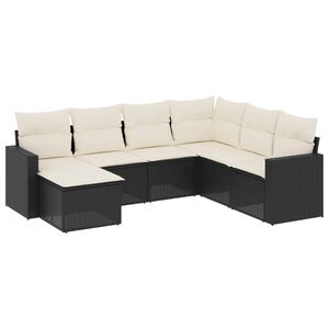 vidaXL Salon de jardin 7 pcs avec coussins noir r&eacute;sine tress&eacute;e