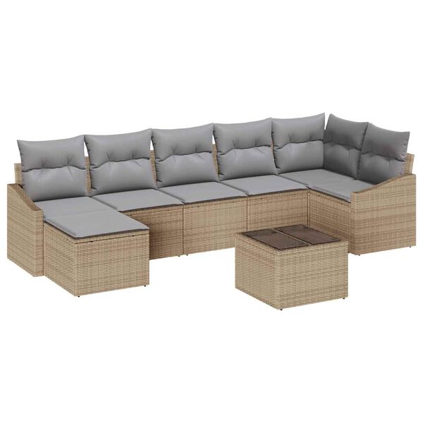 vidaXL Ensemble de canap&eacute; de jardin 8 pcs Beige et Gris clair