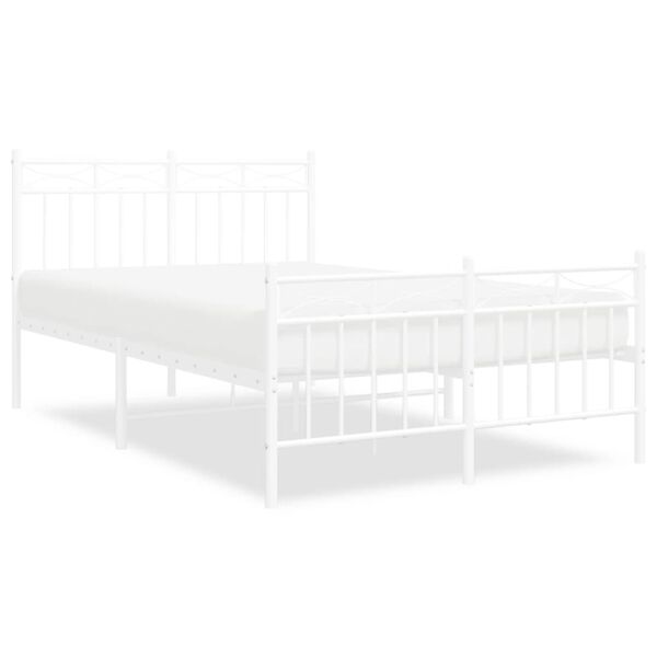vidaXL Cadre de lit m&eacute;tal sans matelas et pied de lit blanc 120x190 cm