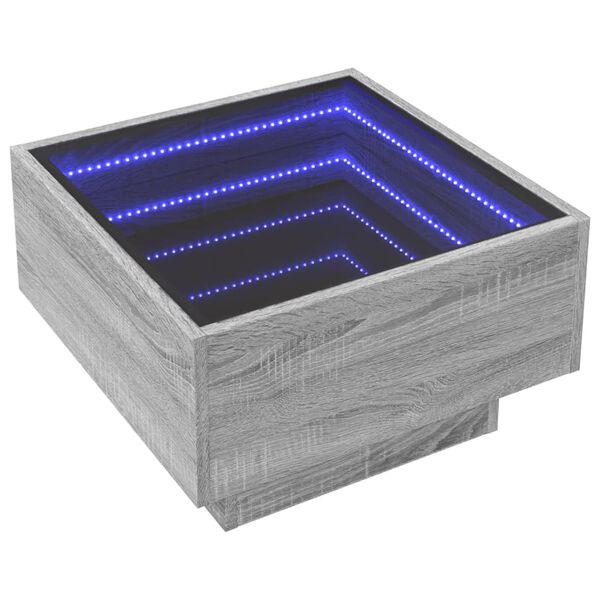 vidaXL Table basse avec LED sonoma gris 50x50x30 cm bois d'ingénierie
