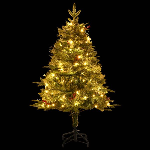 vidaXL Sapin de No&euml;l pr&eacute;-&eacute;clair&eacute; et pommes de pin vert 150cm PVC et PE