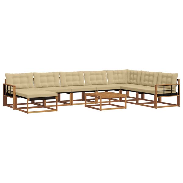 vidaXL Ensemble de canap&eacute;s d'ext&eacute;rieur 9 pcs Naturel et Beige