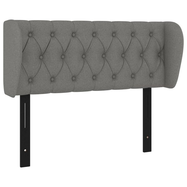 vidaXL T&ecirc;te de lit avec oreilles gris fonc&eacute; 103x23x78/88 cm tissu