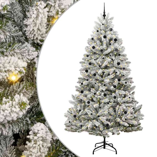 vidaXL Sapin de No&euml;l artificiel Vert et blanc 300 cm PVC et m&eacute;tal