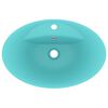 vidaXL Lavabo ovale à trop-plein Vert clair mat 58,5x39 cm Céramique