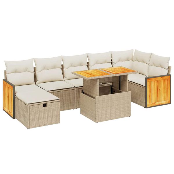 vidaXL Salon de jardin avec coussins 8 pcs beige r&eacute;sine tress&eacute;e